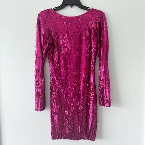 Dress The Population Hot Pink Fitted Sequin Mini Dress